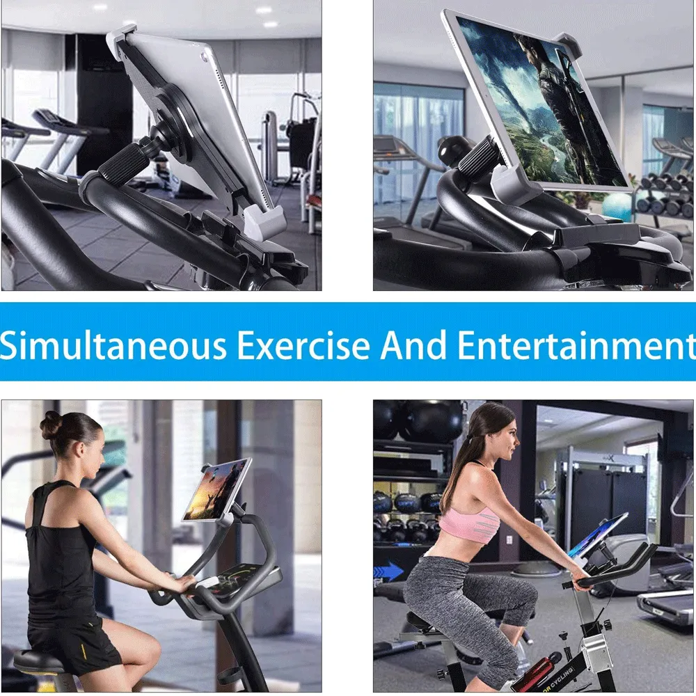 Universal Tablet Holder For Exercise Bikes - Adjustable Phone Mount For Gym Equipment Handlebar