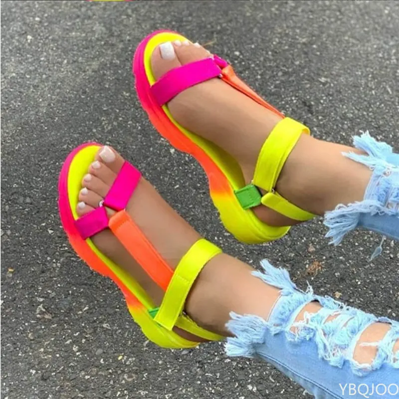 Rainbow flat sandals best sale