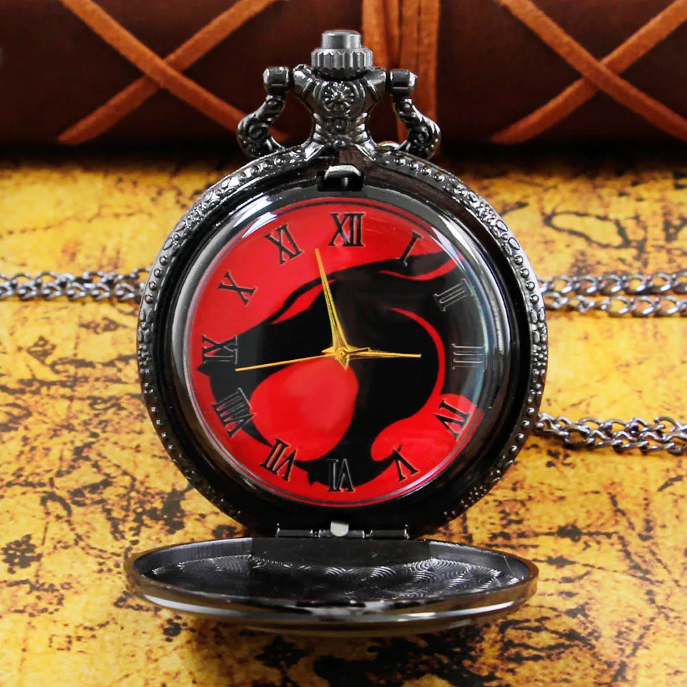 Pocket Watch Steampunk Mens Pocket Watches Classic Black Quartz