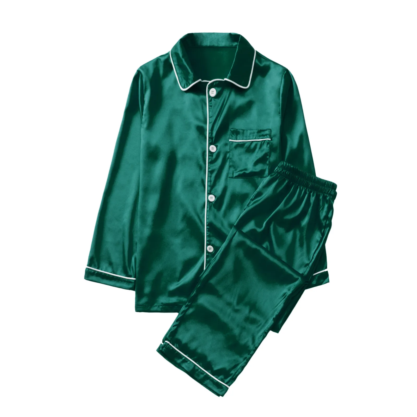 Dark green silk pajamas hot sale