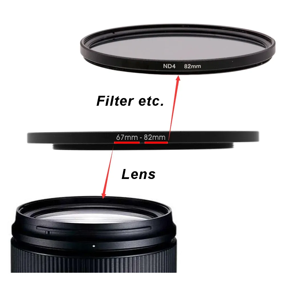 Nd Filter 49mm 49mm To 55mm Step-Up Ring Metal Filter Adapter