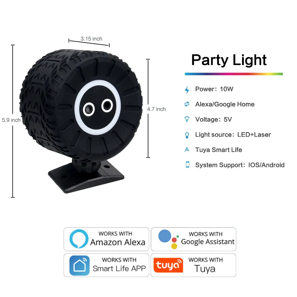 2024 Smart Disco Lights Voice Activated LED Stage Party Light with Remote for Home Bar DJ Halloween Decor