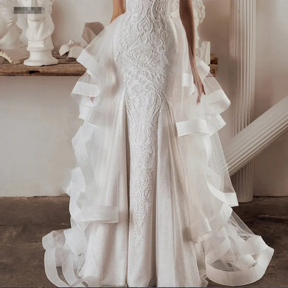 Detachable Tulle Wedding Skirt Ivory White Tiered Bridal Dress