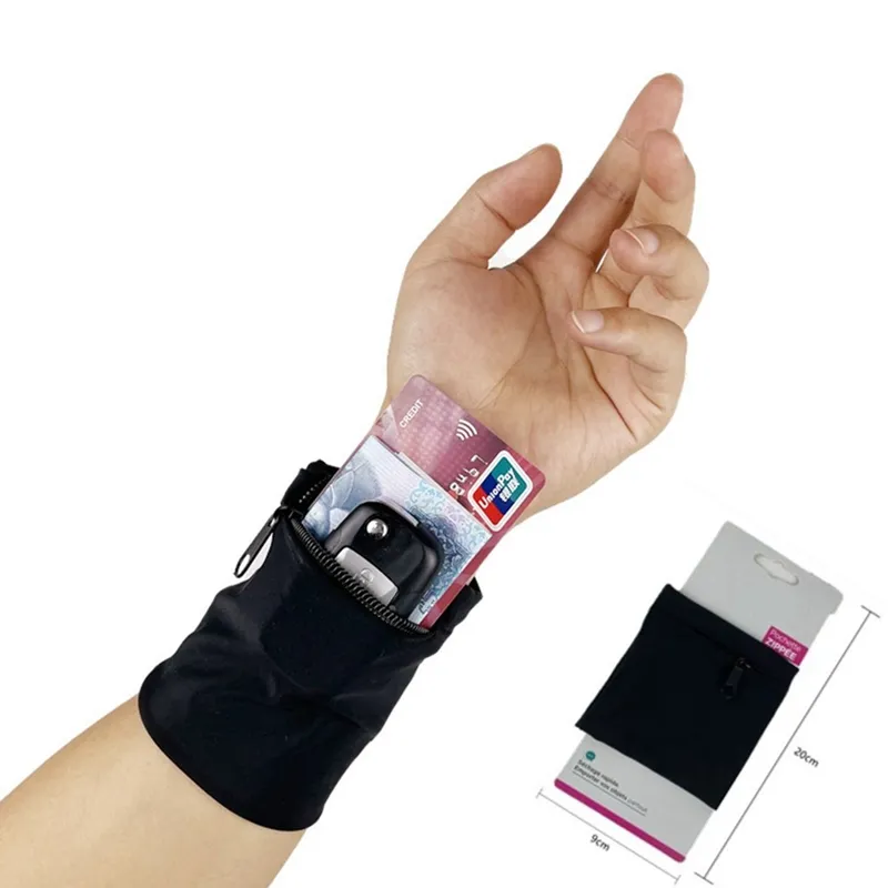 Sweatband Wrist Pocket: Breathable Sports Wrist Wallet for Running