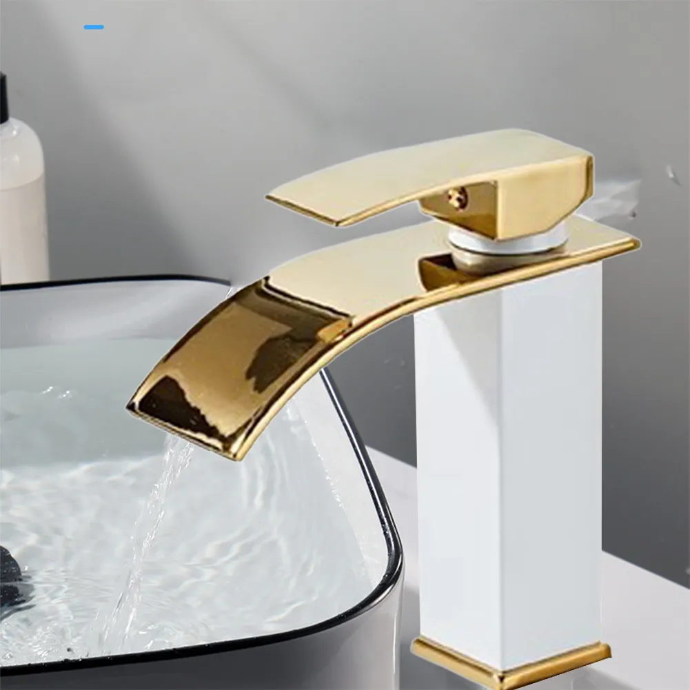 Brushed Gold Bath Faucets Waterfall Bathroom Sink Faucet Copper Brass  Chrome Single Handle Mixer Tap For Lavatory Vanity From Homepro19, $55.41 |  DHgate.Com, image size:1001x1001