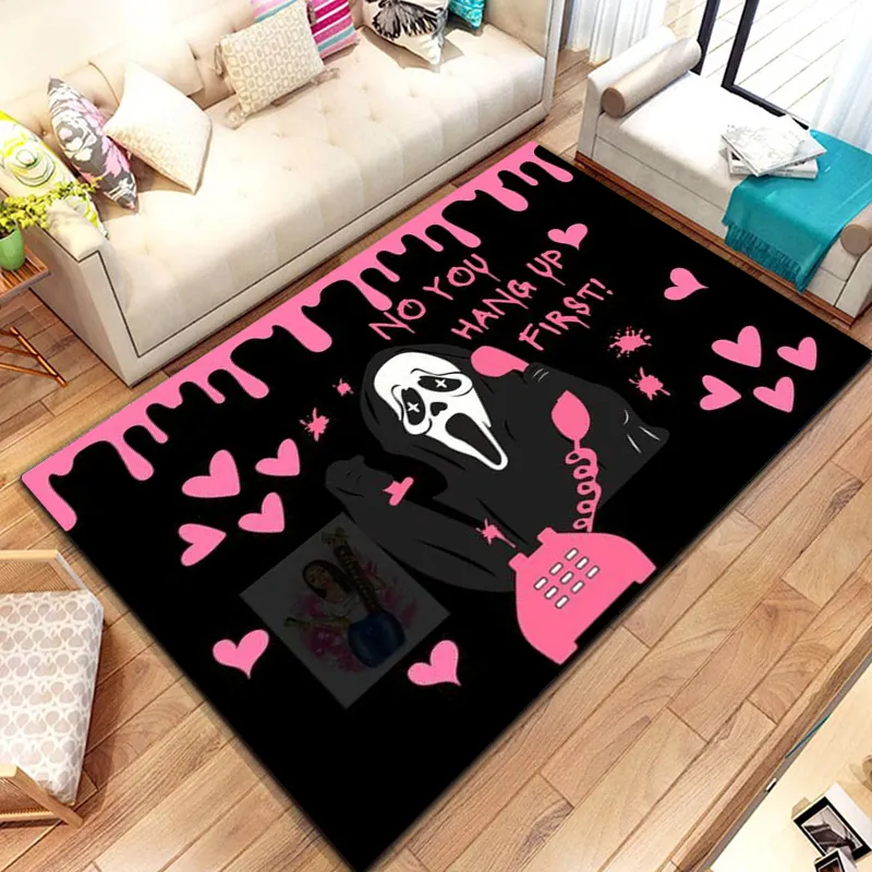 Funny 3D Horror Rug: Pink Ghostface Design, Soft Carpets for Living ...