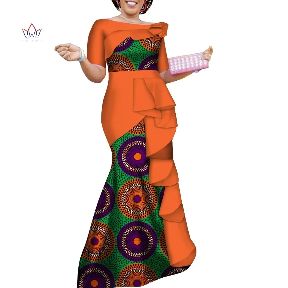 Summer African Dashiki Dresses for Women Elegant Party Dress Plus Size Traditional African Clothing BRW WY4152