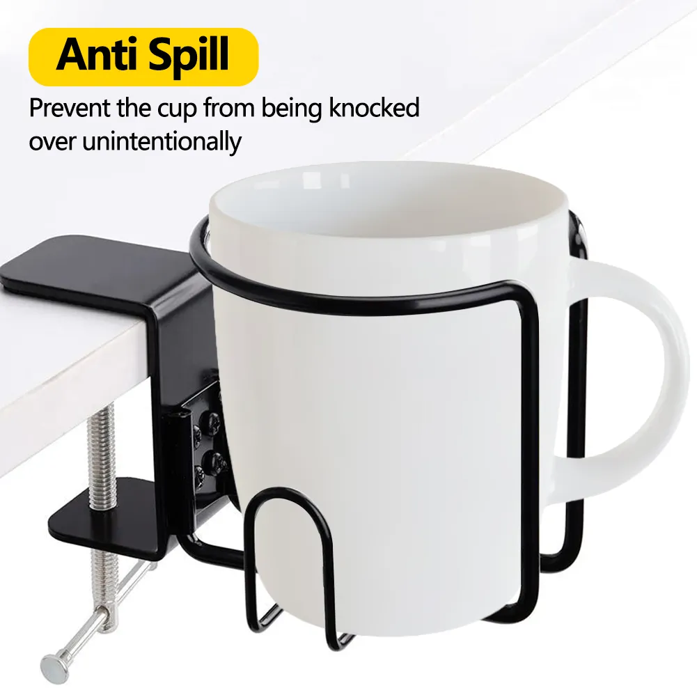 Table Cup Holder Clamp On Drink Mount For Desk 2024 Version Horizontal And Vertical Anti Spill Office Desktop Mug Rack Metal Clamp Water Bottle Storage Tray Black From Homepro19 20.39 DHgate.Com