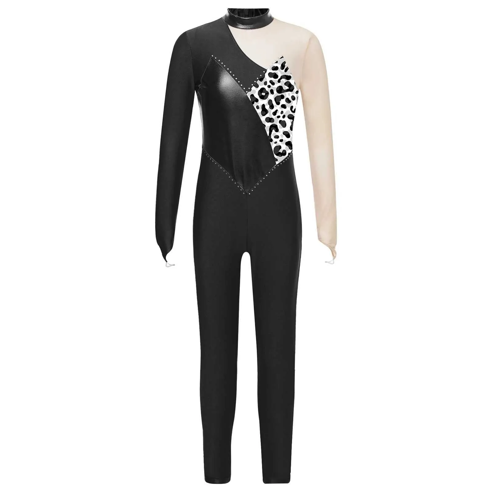 Tuta Jumpsuit Con Paillettes Per Bambine – Manica Lunga E Spalla Singola, Perfetta Per Festa E Danza