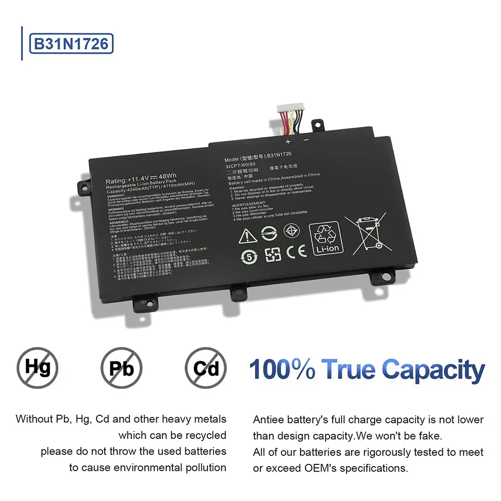 7XINbox B31N1726 11.4V 48Wh 4240mAh Laptop Battery Replacement for ASUS