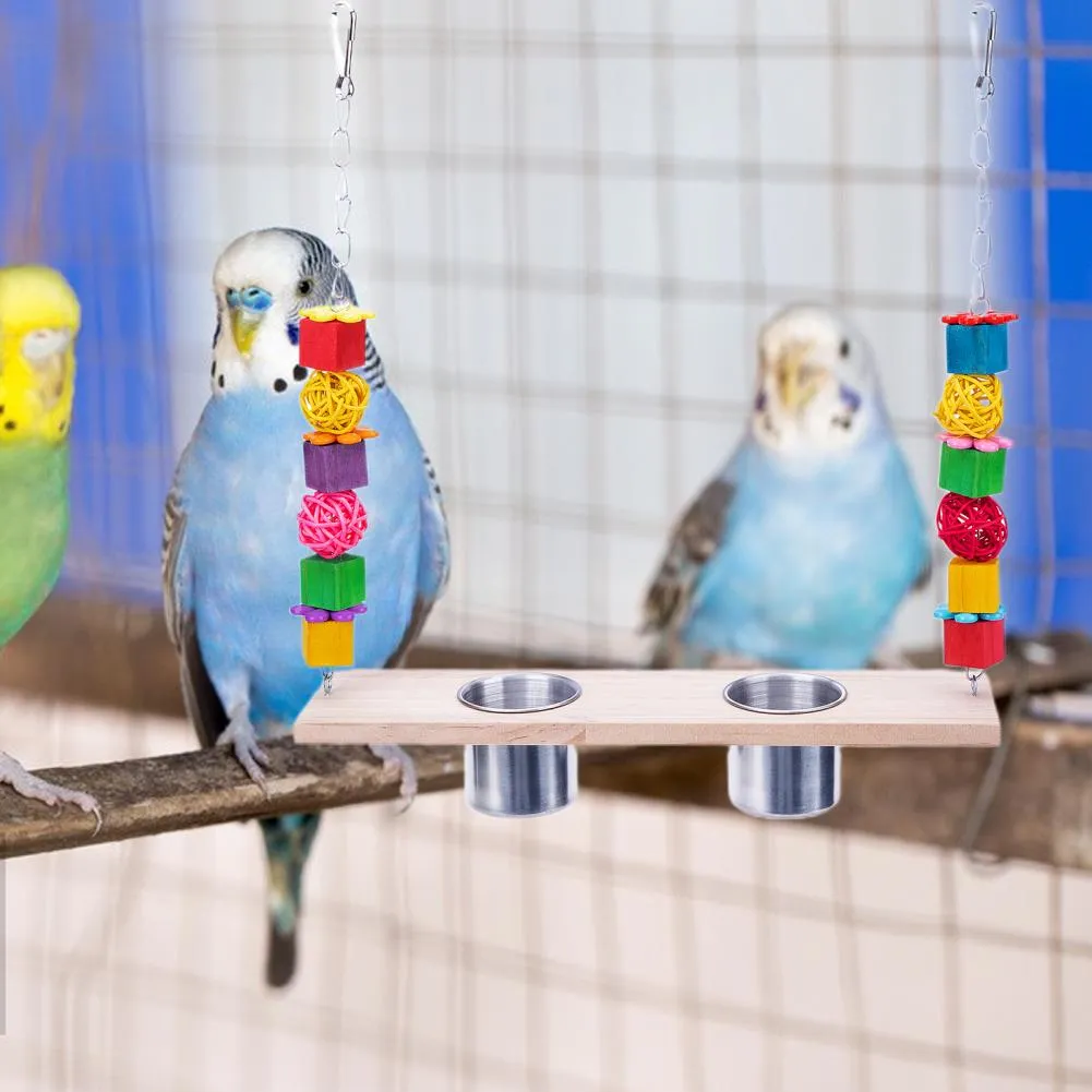 Curated visual reference: Gallery Detail: Eco Friendly Bird Feeder Toy With 2 Feeding Cups Trough