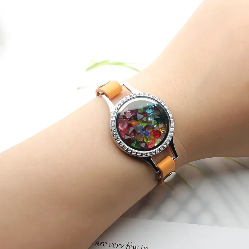 Floating Glass Locket Memory Bracelet Genuine Leather Wrap Bangle For CharmsNo Charms Included From Homepro11 7.18 DHgate.Com