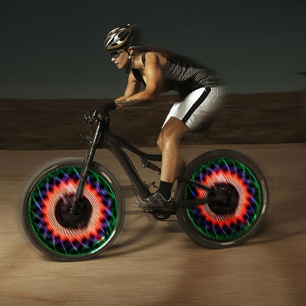 Colorful LED Bicycle Wheel Lights Illuminate Streets with 32 Fancy Spoke Lights 3D Effect Wheel Warning Lights