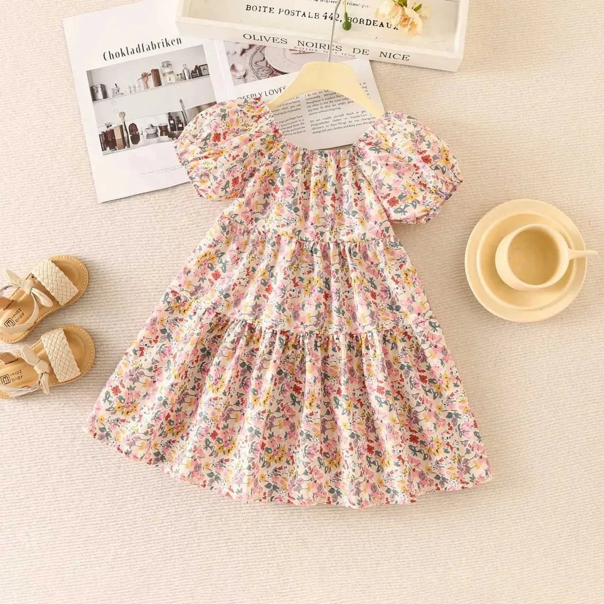 white christmas dresses Buy Yellow Handprinted Pure Cotton Dress | Summer Fashion main image 1
