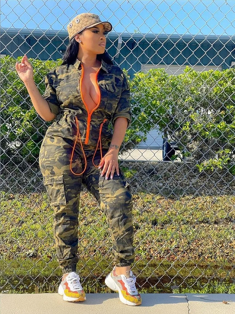 Camouflage jumpsuit womens cheap