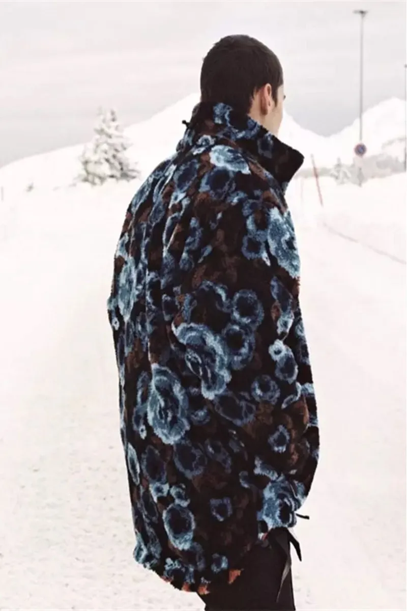 DHgate NAPA Rose Lamb Fleece Jacket for Men Blue Floral Printed Cashmere Outwear Baby Kids Maternity