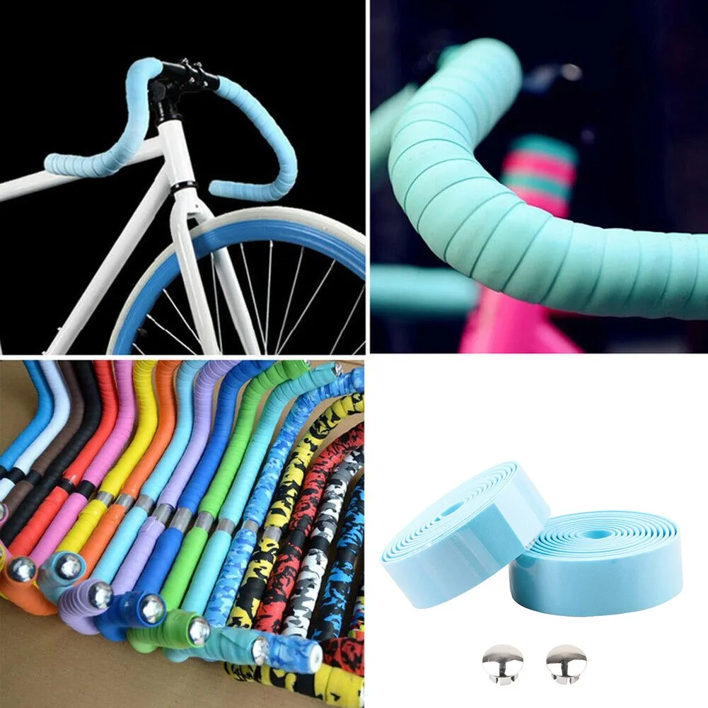 Bicycle Rubber Handle Grips, Road Bike Handlebar Tape Set: Anti