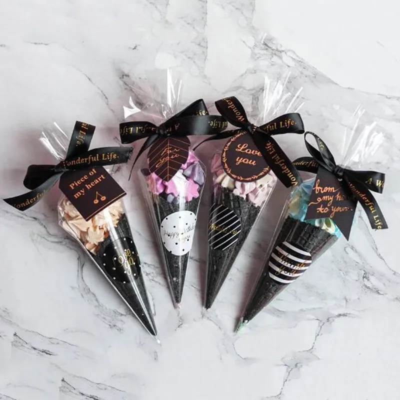 popcorn in cone shaped bags