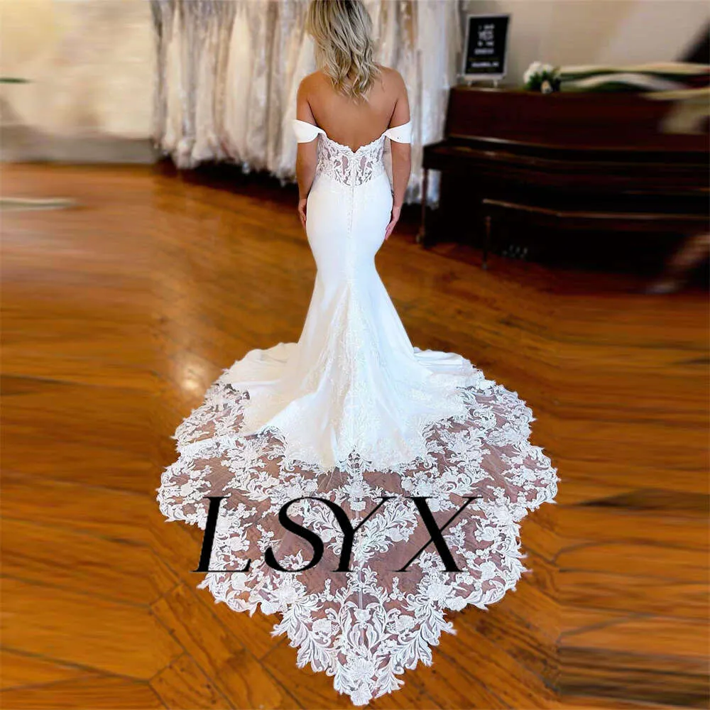 Crepe mermaid wedding dress on sale