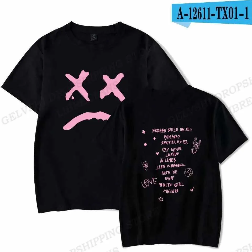 Lil Peep Tシャツ ブラックS〜Msize Lil Peep Oversize Tshirt Men Peep Apart Print Unsixe Short
