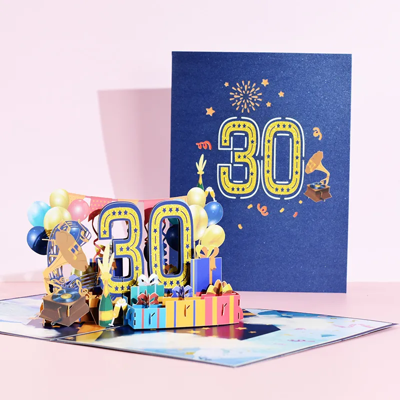 LIN Pop-Up Card, Birthday, Voucher, Invitation, Anniversary, 30 Years - View #11