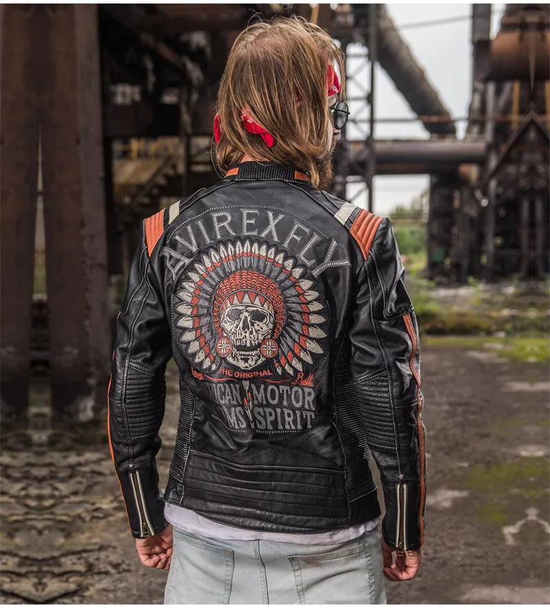 DHgate Mens Genuine Cowhide Leather Motorcycle Racing Jacket for Harley Road Ride Automobiles Motorcycles