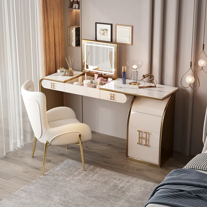 Luxury Dressing Table Handles Modern Chair Side Drawers Makeup Vanity Storage Furniture