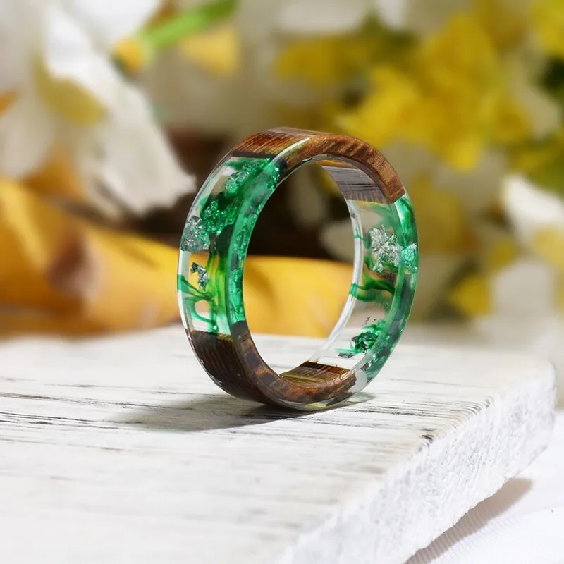 Handmade Transparent Resin Flower Ring With Natural Stone And Wood Accents Perfect For DIY Love Sea Glass Jewelry And Forest Lovers From Homepro12 7.3 DHgate.Com