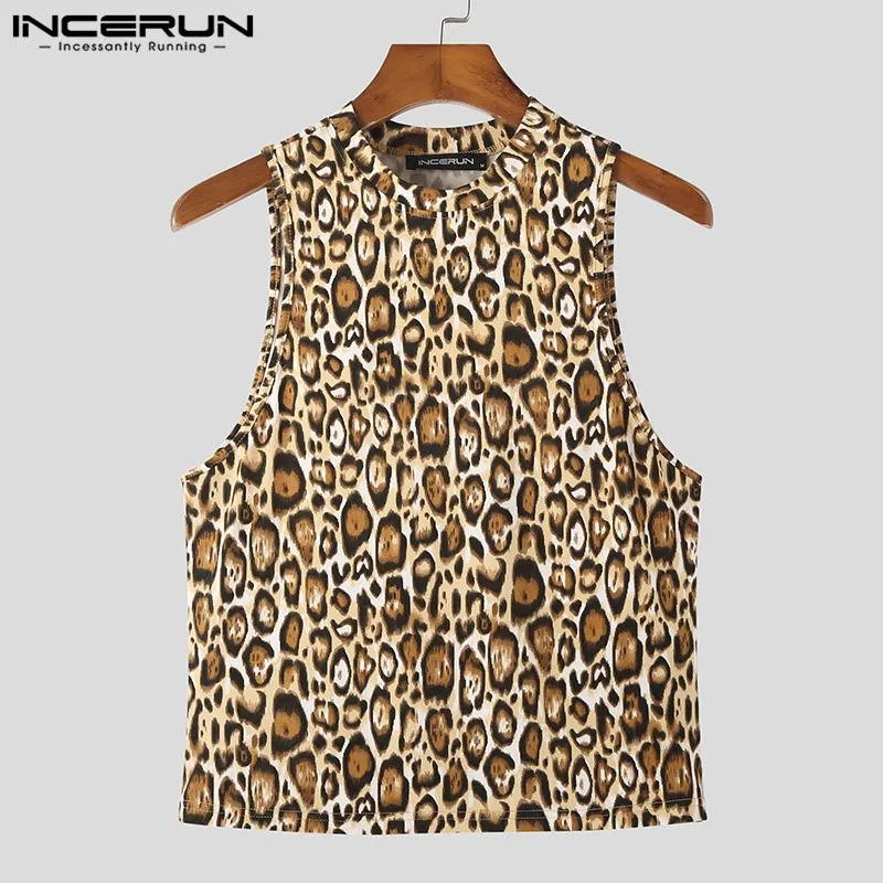 DHgate Mens Leopard Print Hollowed Out Waistcoat Stylish Sexy Vest for Parties and Shows Sports Outdoors