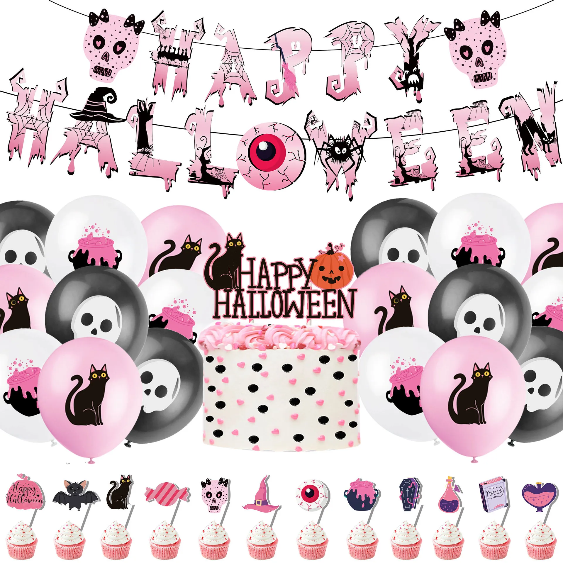 Halloween Pink Skull Floral Sublimation Clipart PNG