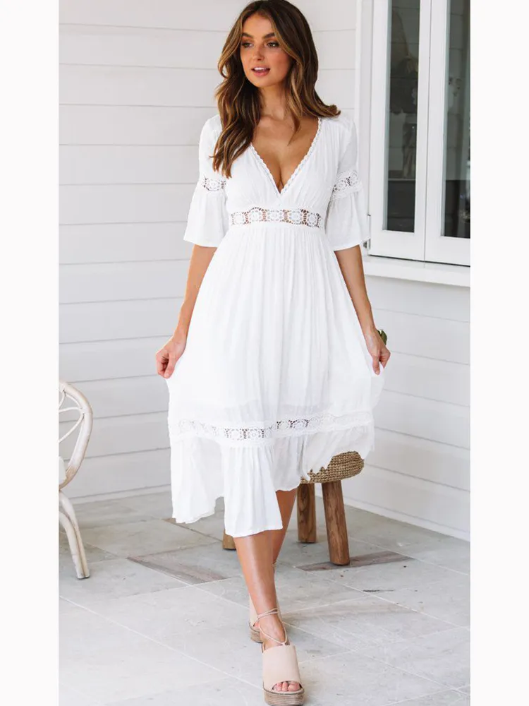 Lace Splice White A-Line Midi Party Dress for Women Summer Dance Wear from  Dhgate Womens Two Piece Pants - price 49.69