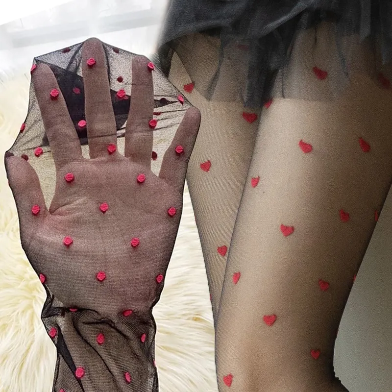 Save Big on Bulk Red Thigh High Stockings Red Heart Print Stockings Women  Sweet Thigh High Pantyhose Lingerie Sexy Ultra Thin Hosiery JK Lolita
