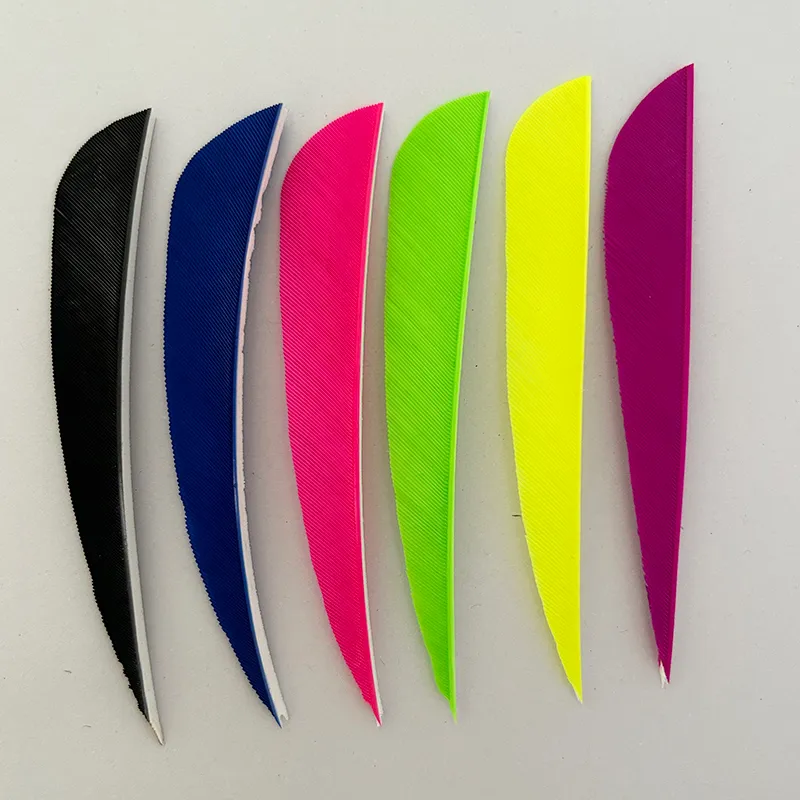 50pcs 4" Fluorescent Yellow Parabolic Feather Fletches - Archery Bow Hunting Fletching RW/LW