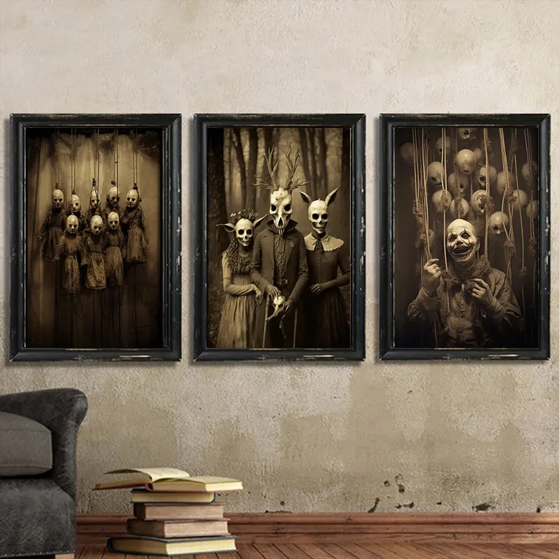 ゴシックハロウィーンの装飾アートキャンバス：マカブレマリオネット