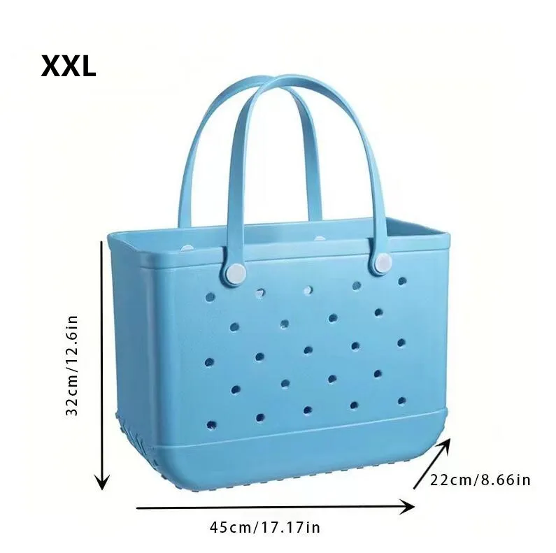 Shopping Bags Waterproof Bogg Beach Bag XL Solid Punched Organizer Basket Summer Outdoor Water Park Handbags Large Womens Totes FY5224 1014 From 11 11 DHgate