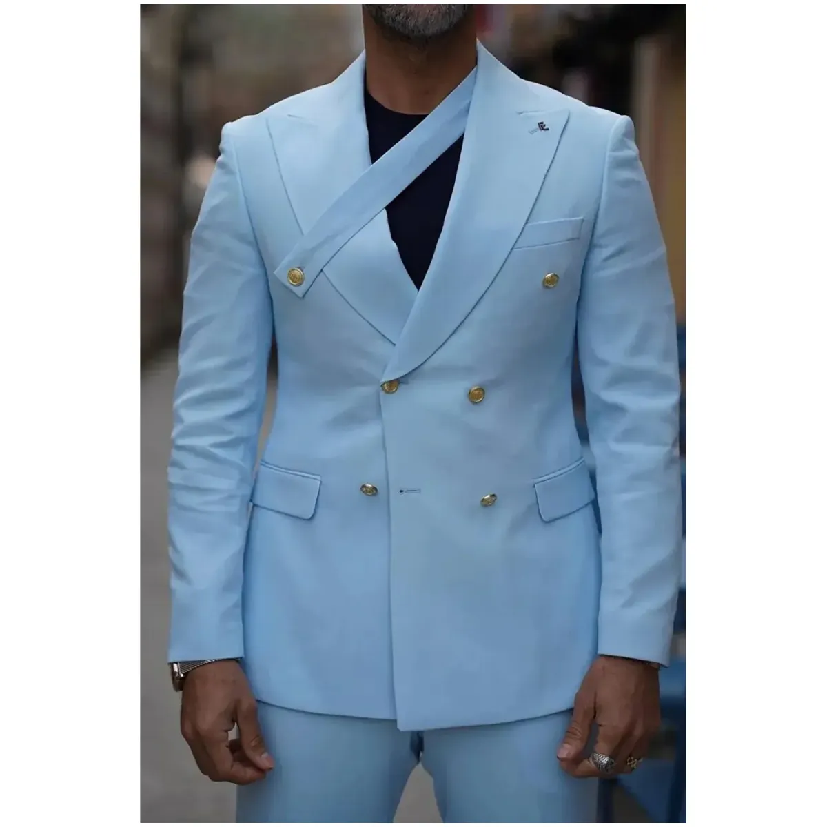 Sky blue casual blazer sale