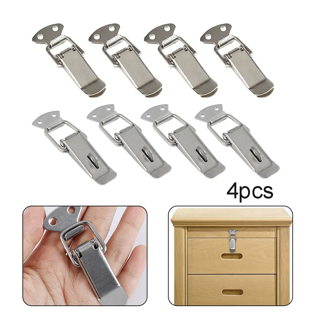 MY MIRONEY 4-Pack Stainless Steel Spring Toggle Latches With Lock Holes (2.32")