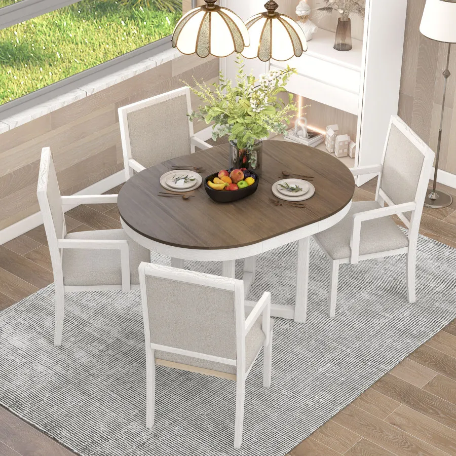 Extendable Butterfly Leaf Wood Dining Table Set With Armrests And 4 Upholstered 4 Chair Dining Set From Homepro18 1 103.7 DHgate.Com