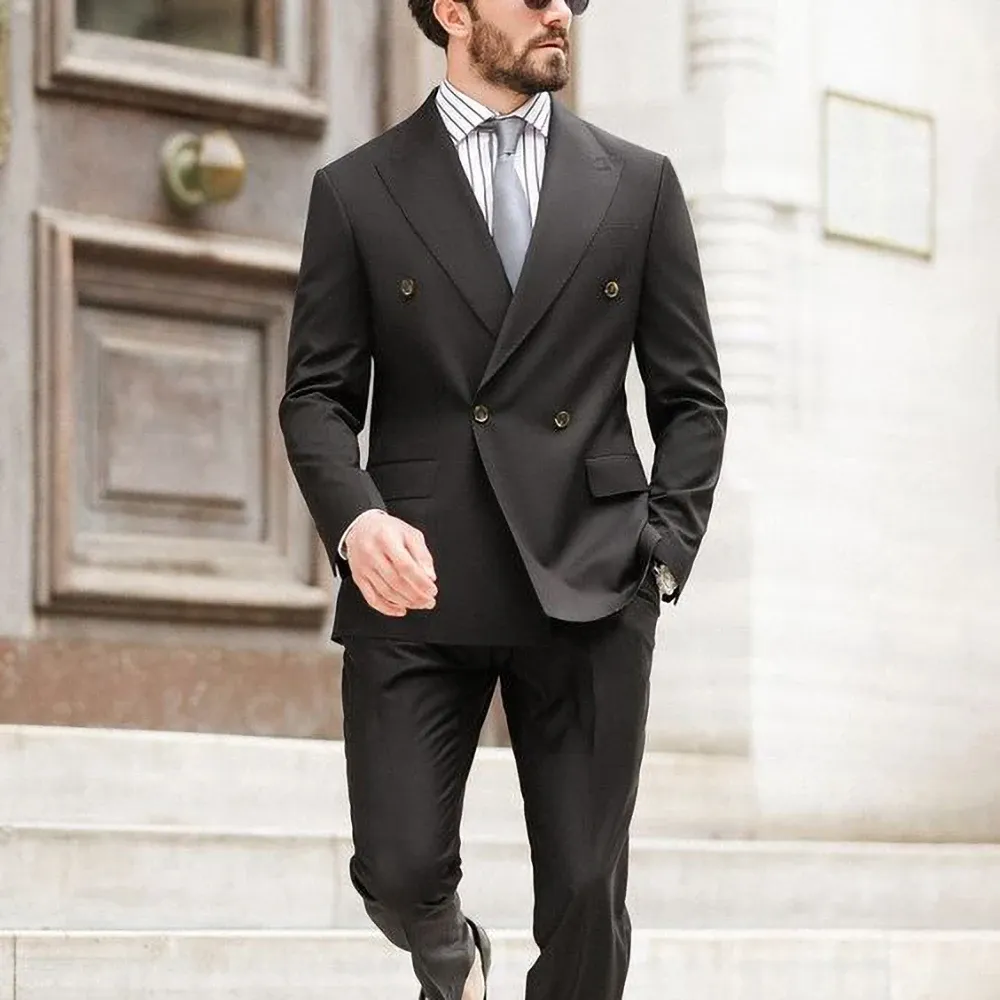 Peak lapel double breasted suit online