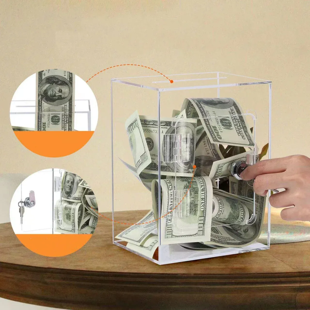 Clear Acrylic Money Box Money Saving Box For Adults And...