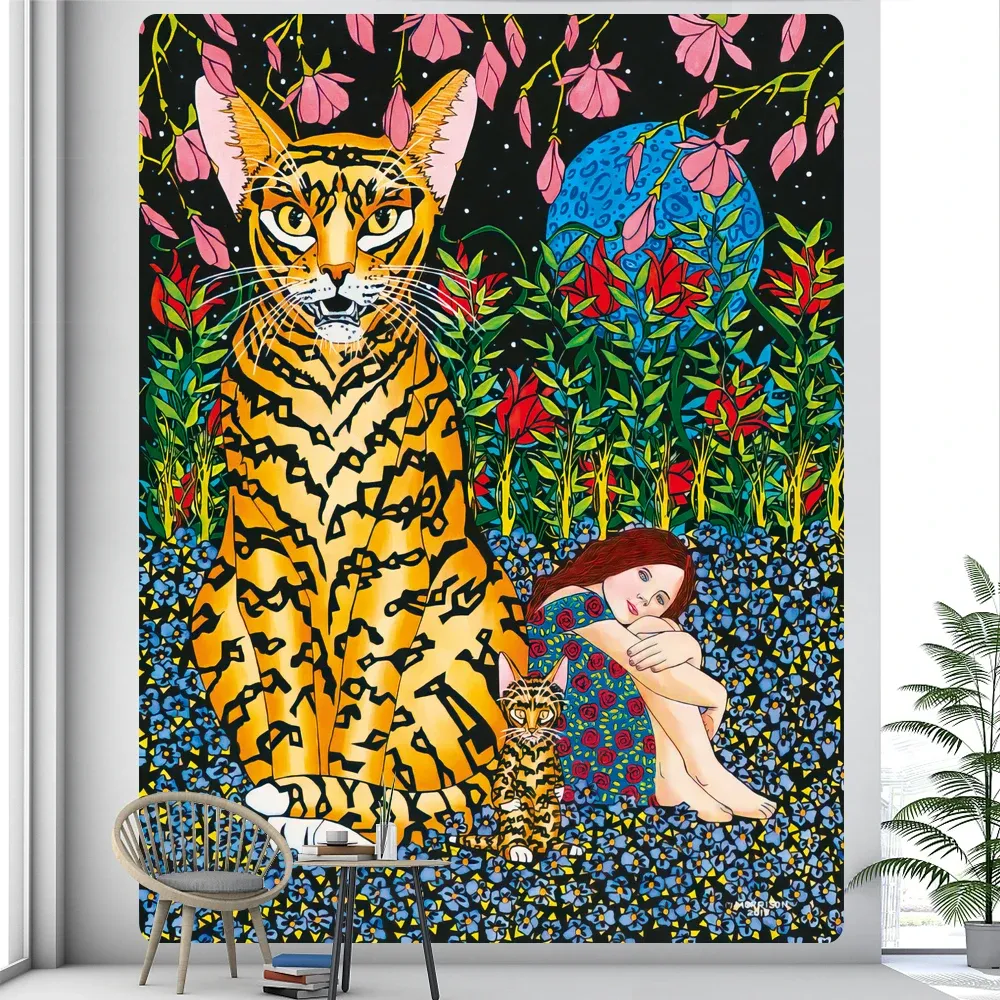 Bohemian Tiger Print Tapestry For Home Art Decor Yoga Mat Sofa And Blanket Sheets Beautiful Naked Girl Tiger Design From Homepro14 38.68 DHgate.Com