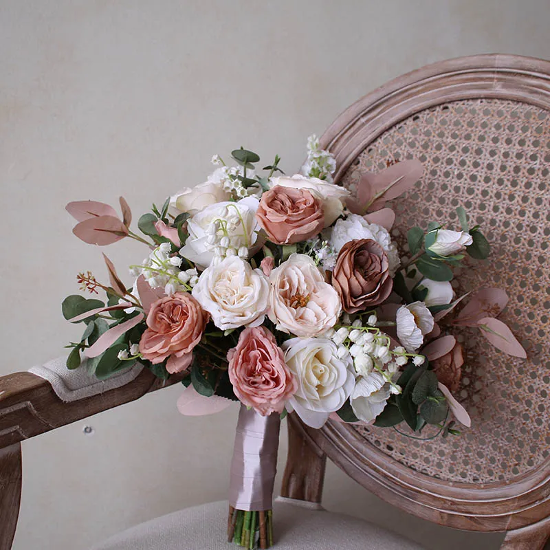 Blush Pink Rose Wedding Bouquet, Artificial Bridal Bouquet for Bride,  Bridesmaids, Wedding Ceremony, Party, and Home Decor