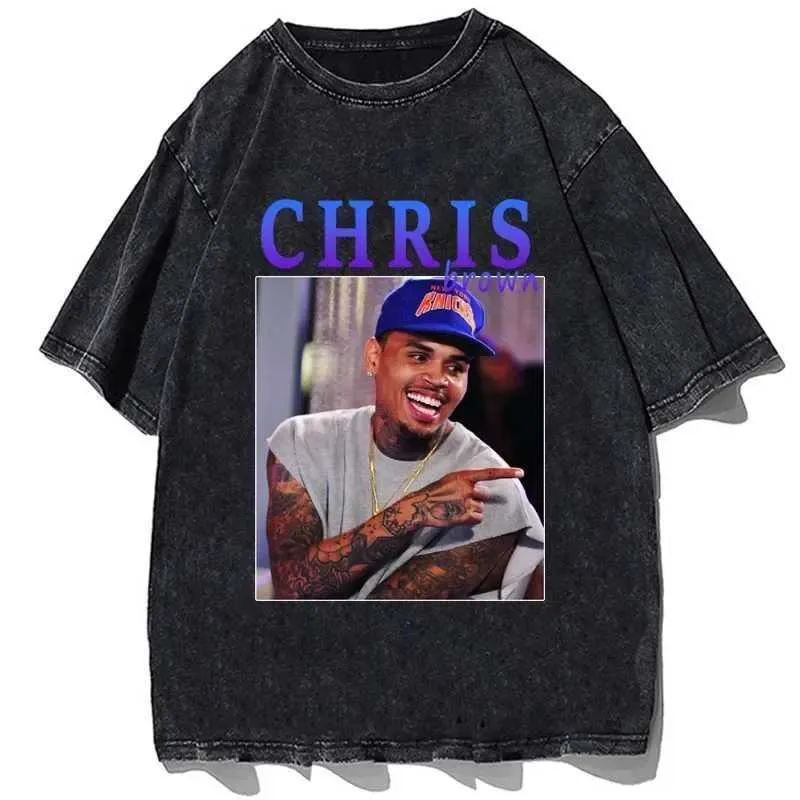 Mens T Shirts Hip Hop Singer Chris Brown Graphic T Shirt Street