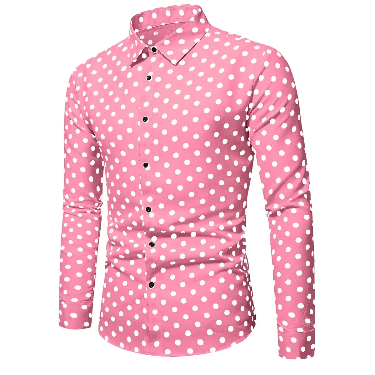 white shirt with pink polka dots
