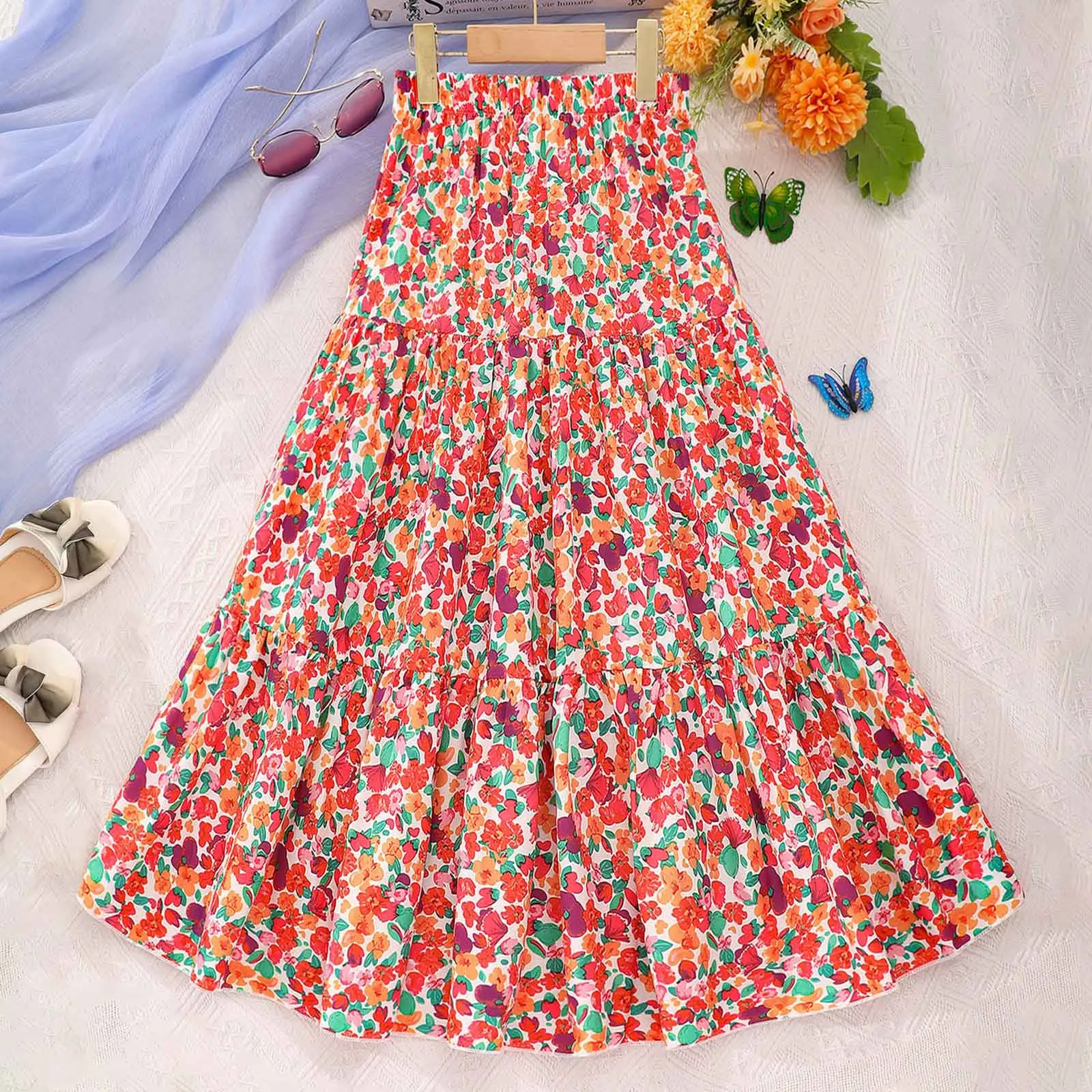 2024 Summer Floral Floral Midi Skirt For Teenage Girls Casual Beach Outfit For Kids Ages 7 12 From Homepro14 17.4 DHgate.Com