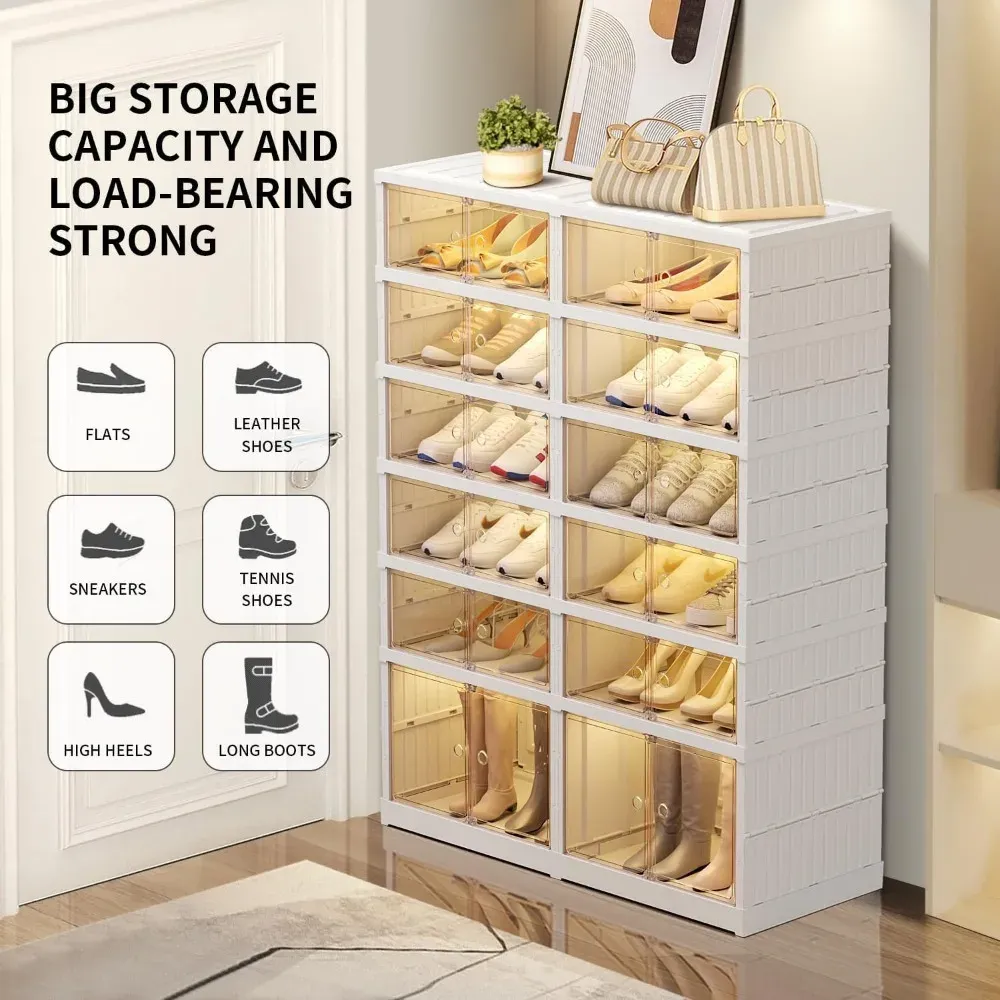 Foldable 6 Tier Shoe Rack Organizer Closet 12 Of Clear Plastic Collapsible Shelf For XL Large Shoes Storage Rooms Near Me Cabinet From Homepro14 141.86 DHgate.Com