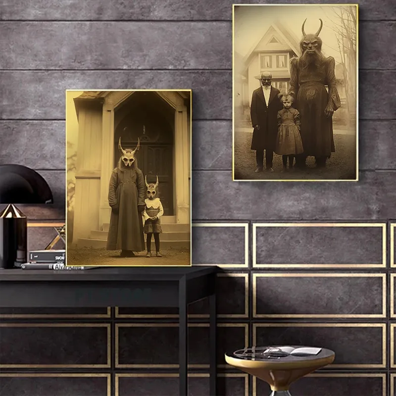 ゴシックハロウィーンの装飾アートキャンバス：マカブレマリオネット