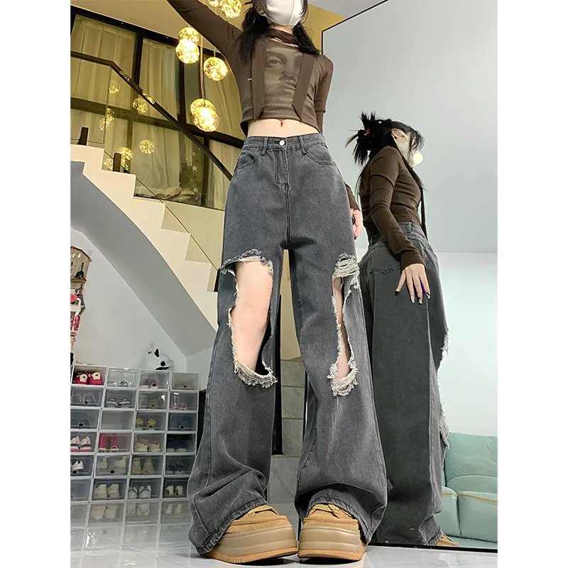 2023 Winter Women's High Waist Straight baggy jeans 2023 Winter Women's High Waist Straight baggy jeans