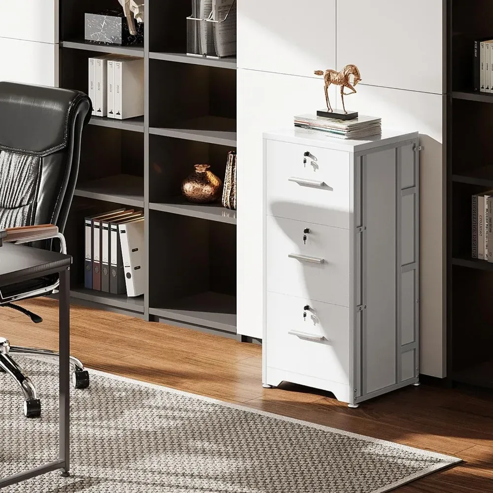 DHgate Large White 3 Drawer Steel File Cabinet with Lock for Office Storage Legal Letter A4 Home Garden