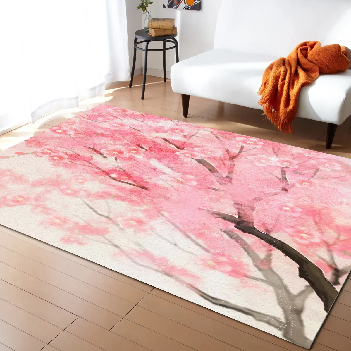 新発売 新商品 Modern Cherry Blossom Pink Flower Carpet for Living Room and その他